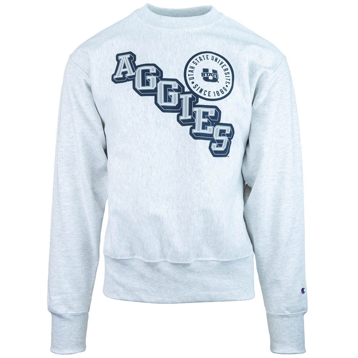 Champion aggies university logo 20 french gray unisex crewneck sweatshirt
